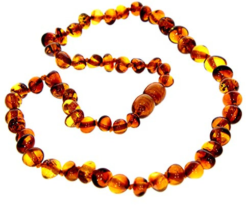 SilverAmber Jewellery Honig baltische Bernstein perlen Halskettet - Kettenlänge 36 cm - Erhältlich in verschiedenen Farben und Größen - NBARCOG36