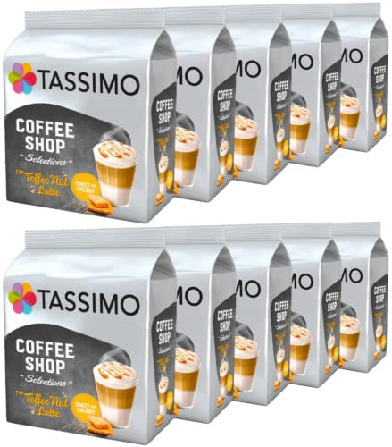 Tassimo Coffee Shop Toffee Nut Latte Coffee Pods (Pack of 10, 80 Drinks)