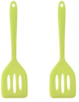 HOIRIX Pfannenwender aus Silikon, sehr hitzebeständig, Schlitzwender für Fisch, Eier, Pfannkuchen und mehr, 30,5 cm, Grün, 2 Stück