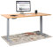 KRIEG HighDesk Basic Höhenverstellbarer Schreibtisch 200 x 80 cm I Silber + Buche - Elektrischer Sitz- & Stehtisch mit Tischplatte - Stehschreibtisch Elektrisch Höhenverstellbar