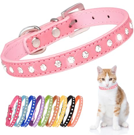 Collier pour Chiot Petit Chien Chat avec Luxe Strass Fantaisie Diamant Paillette Cristal, Rose, XXS