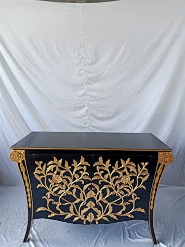Kunibert Antike Louises Barock Rokoko Stilmöbel Kommode Sideboard Kommodenschrank Sideboardschrank Farbe: schwarz mit Gold