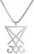 SIPURIS Herren Satanische Halskette Siegel von Luzifer Anhänger Kirche des Satans Symbol Halskette Edelstahl Baphomet Charme Schmuck Geschenk für Männer Frauen (Silver)