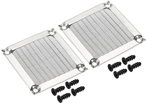 PATIKIL 60mm Fan Filter Grills with Screws, 2 Pack Aluminum Frame Stainless Steel Mesh Dustproof Cover for Computer Case, Silver