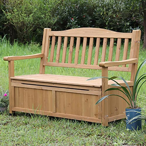 REALN Banc De Rangement Gallon pour Meubles De Terrasse, DéCoration De Porche Et SièGes D'ExtéRieur – Parfait pour Ranger Les Outils De Jardin Et Les Jouets De Piscine. (Color : Original Wood)