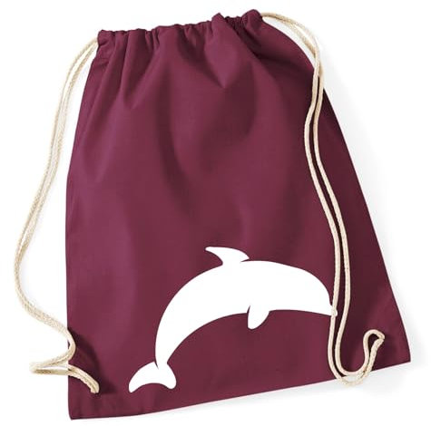 Huuraa Sporttasche Delfin Silhouette Geschenk 12 Liter Burgundy Baumwolle Delfin Überraschung