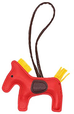 JINZHOUFZ Leder-Quaste, Pony-Schlüsselanhänger, Leder, genäht, Pferde-Styling, niedliches Mode-Taschen-Zubehör, Rot/Ausflug, einfarbig (Getaway Solids), 8.7*4.5 inches;0.45 ounces