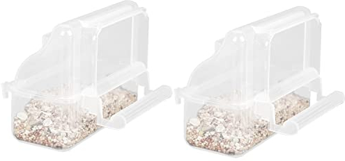 LSRVNM 2 Stücke Vogelkäfig Feeder, Papagei Feeder, Vogelfutterspender zum Aufhängen, Wassernapf, Transparent, mit Stehende Stangen, für Wellensittiche, Kanarienvögel, Nymphensittiche, Finken, Sittiche