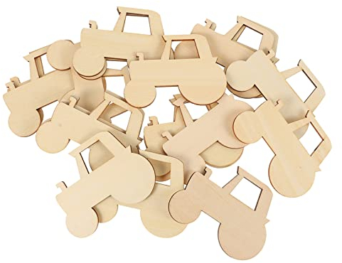COHEALI 20 Stück Cartoon-Traktor Für Kunst Und Handwerk Zum Bemalen Von Autos Holzscheiben Zum Zeichnen Mini-Diy-Holzverzierungen Unbemalte Holzscheiben Holz-Party-Diy-Zubehör