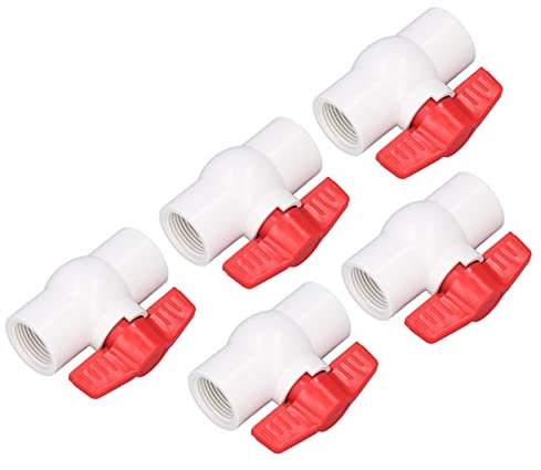 Vanne Piscine, Vanne PVC 32Mm, Raccords en PVC Vanne à Boisseau Sphérique Piscine Vanne D'arrêt Tuyau d'eau Automobile, 5 Pièces Vanne à Boisseau Sphérique d'alimentation en Eau