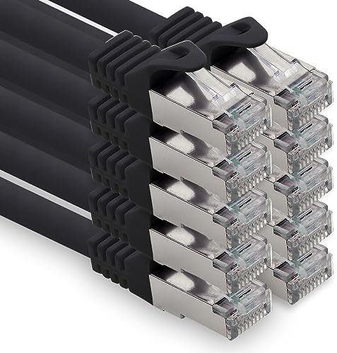 freiwerk 1,5 m – Negro – 10 unidades CAT.7 Cable de red LAN Ethernet Patch Cable S-FTP LSZH PIMF 10 GB s RJ45 macho Cat6a