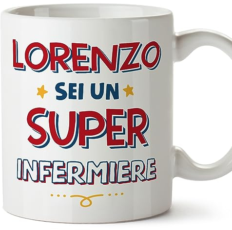 MUGFFINS Tazas Personalizadas para ENFERMERO hombre - En Italiano - Sei Super - 11 oz / 330 ml - Regalo Personalizable original y divertido