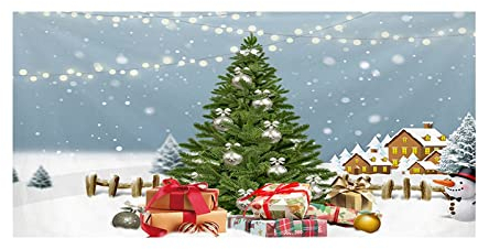 Rpporm Weihnachten Outdoor Garagentor Tapisserie Stoff Urlaub Party Dekoration Hintergrund Stoff passend zum Aufhängen Stoff Multi Größe Veranstaltungsdekor (C, One Size)