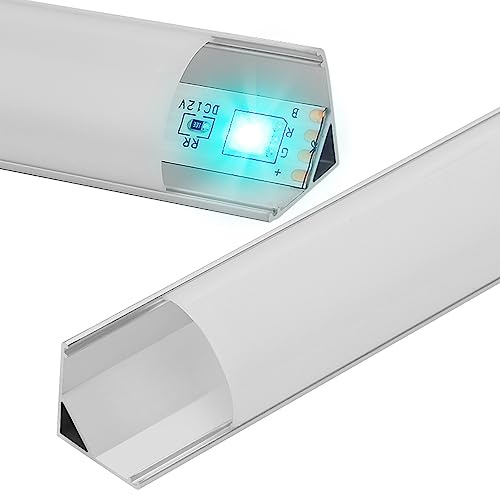 Sonnewelt LED Aluminium Profil V-Form 1m 20er Pack für LED Strips/Bänder bis 11 mm mit Abdeckung, Endkappen und Montageclips