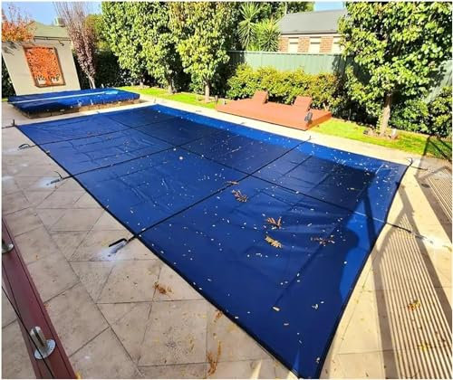 AviiSo Poolabdeckung Blaues Netz für eingelassene Pools in Rechteck-/Nierenform, Schwimmbad-Sicherheitsnetz-Abdecktuch mit Installations-Toolkit (Color : Blue, Size : 3.6m x 5.6m/11.8ft x 18.4ft)