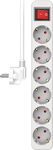 ELRO ES106 Ciabatta con 6 prese e interruttore e cavo da 1,5 m – Protezione bambini – Spina Schuko – max. 3680 W – Certificato TÜV - Bianco
