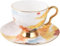 Geschenkset, Porzellan-Teetasse und Untertasse, Kaffeetasse mit Untertasse, Teetasse und Untertasse mit Goldrand, Kaffeetasse aus Knochenporzellan, 6,1-Unzen-Porzellan-Teeservice, Berg- und Flussdesig
