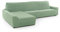 FAVERTI® Super elastischer Bezug für Chaiselongue, langes Eckteil Links (vorne gesehen), Modell Nove, Türkis, hochwertiger Schutz aus Jacquard-Stoff, Baumwollgefühl