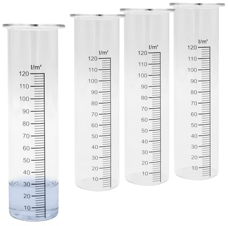 Spetebo Regenmesser Ersatzglas mit Skala - 4er Set - Niederschlagsmesser für Wetterstationen - Wassermengenmesser Zylinder Ersatz Messglas Glaszylinder Wetterstationzubehör