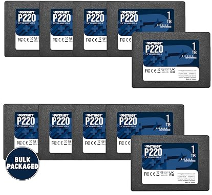 Patriot P220 1TB Internal SSD - SATA 3 2.5 - Solid State Drive Bulk 10 Pack - P220S1TB2510B