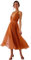 HEYPORK Damen Frühling Sommer Kleider Bequem Lässig Kleid Mode Elegant Röcke Frauen Halter Kleid Sexy Mesh Flatternde Kleider(Orange, 2XL)