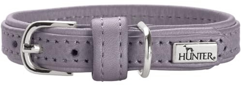 HUNTER Hundehalsband SOHO MINI, Farbe: Flieder-grau, Rindsleder, weich & geschmeidig, fellschonend, leicht, für kleine Hunde & Welpen, Made in Germany, Größe: 24