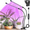 LUOCAI Grow Lights for Indoor Plants, 40 LEDs 2 Heads Full Spectrum LED Grow Light for Seedlings, Plant Light Indoor with Clip, 10-Level Dimmable, 3 Lighting Modes, Auto ON & Off Timer 3/9/12H