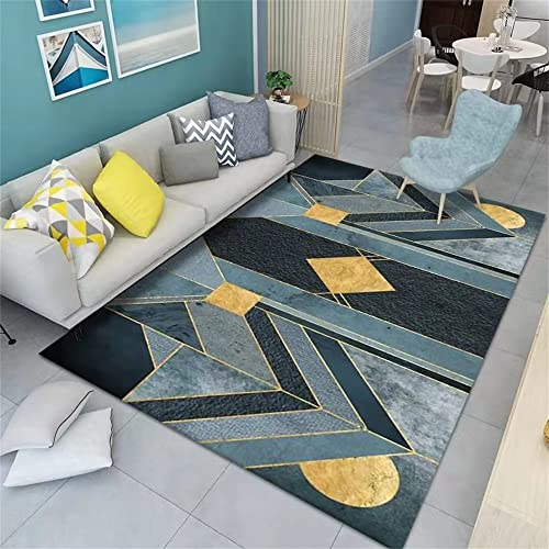 ZERAPH Teppiche Wohnzimmer Kaminteppiche Weicher Stil Grün Gelb Geometrisches Muster rutschfest Weich Pastell Schlafzimmerzubehör Kinderzimmerteppiche 120X240cm