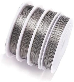 4 Rolls Stainless Steel Bead Stringing Wire 25m*0.3mm,Sliver Jewelry Beading Wire,Tiger Tail Beading Wire,Jewelry Making Wire for DIY Crafts Jewelry Making,Beading