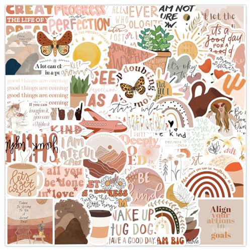 100 Stück Inspirierende Sticker Set, Asthetische Aufkleber, Vintage Sticker, Wasserdicht, Kreatives DIY für Laptop Mobiltelefone Skateboard Gepäck etc, Geeignet für Erwachsene und Kinder