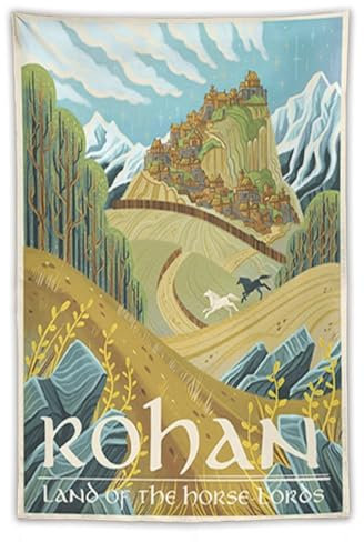 Rohan Herr der Ringe Filmposter im Vintage-Stil, auf Tapisserie, Schriftrolle, Wandkunst, Bild, Familie, Heimdekoration, Schlafzimmer, dekorativer Wandteppich, 101,6 x 152,4 cm
