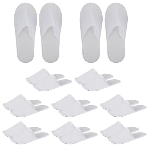 PRITOK 10 paia di pantofole per ospiti hotel: pantofole portatili, antiscivolo, per hotel, viaggi, casa, ospite, unisex, per scarpe da bagno 36-41 (bianco), bianco, 42.5 EU