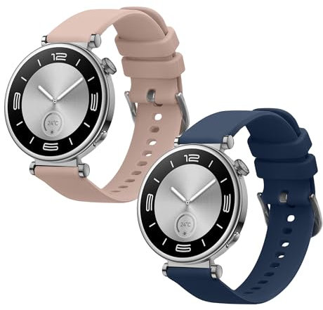 kwmobile Pulsera compatible con Huawei Watch GT4 41mm correa - 2x Correas de silicona flexible - Tamaño ajustable