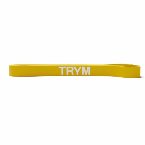 Trym Fitnessbänder - Einzeln, 45mm, Latex, Farbwahl - Widerstandsbänder, Resistance Bands, Klimmzug Bänder, Trainingsband, Krafttraining Bänder, Fitness, Pilates, Gymnastikband, Krafttraining (Gelb)