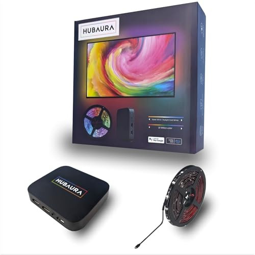 HUBAURA Sync Box retroiluminación HDMI 2.0 tira LED sincronización de imagen, tira LED para TV de 42 a 88 pulgadas (75-80 pulgadas)