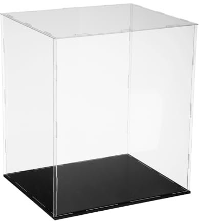 sourcing map Acrylic Clear Display Case for Collectibles Self-Assemble Display Clear Boxes with Black Base Dustproof Countertop Storage Box for Collectible Action Figure, 11.8 x 9.8 x 13.8 Inch