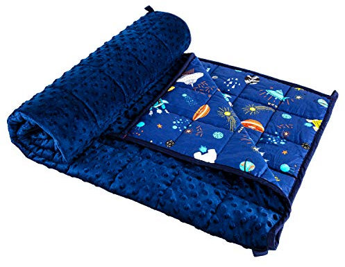 Sleepymoon Coperta pesante, coperta terapeutica, coperta pesante, per alleviare lo stress e l'ansia, coperta pesante, coperta (blu, 100 x 150 cm, 4 kg)