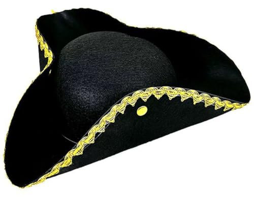 HTGWCG Karneval Piratenhut, Erwachsene Piratenhut schwarz Dreispitz, Kopfbedeckung für Karneval oder Fasching schöner Anziehhut für Rollenspiele