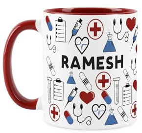 Purely Home Custom Pharmacist Mug - Humourous Medical Themed Novelty Gift - Tea/Coffee Red Ceramic Cup Personalised Present for Pharmacists