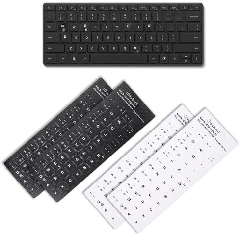 SOGHO 4 Stück Tastaturaufkleber Deutsch, Schwarz/Weiß, Arabisch, Hochwertiges PVC-Material, Einfach zu verwenden, Schützt die Tastatur, Ideal für Sprachkommunikation und Bildung