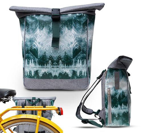 Ikuri Fahrradtasche/Rucksack Kombi Fahrradrucksack aus Plane für Gepäckträger Packtasche Wasserdicht für Frauen - Modell Pinos