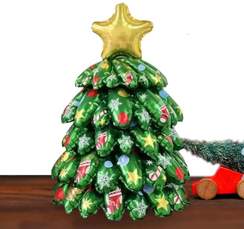 Árbol de Navidad con Globos,Kit de Árbol de Navidad con Globos,Árbol de Navidad soplado iluminado - Navidad colorida explota un pino gigante de dibujos animados para la decoración del hogar de Navidad