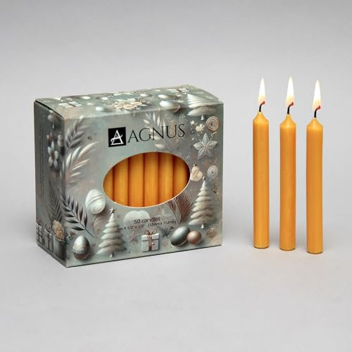 50 candele per albero di Natale, lunghe 11,4 cm, 100% cera d'api naturale Baumkerzen, senza fumo, antigoccia, per casa, cena, kosher, inodore, pulite, a lunga durata, versatili