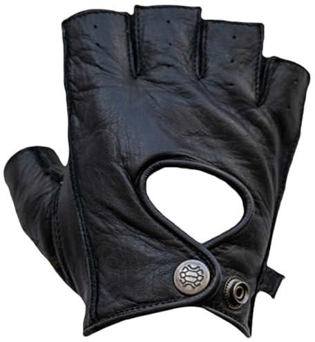 Mycl Turell Motorradhandschuhe Easy Rider Half Fingers Leder - Motorrad Handschuhe Herr - Echtleder - Handschuhe Herren Motorrad - Leder Motorradhandschuhe ohne Finger - Fingerlos (versch. Farben)