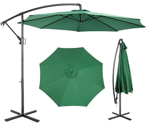 Villeston 3M Ampelschirm Sonnenschirm Balkon Freistehender Hängeschirm mit 8 Rippen UV-beständig und wasserdicht, verstellbare Neigung für Garten, Pool Terrasse – ohne Schirmständer