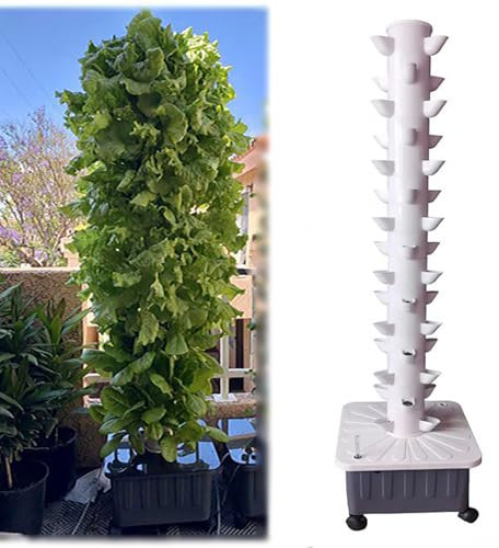 DRFGHK Hydroponics Growing System Kit Tower,Best Large Herb Garden Lettuce Tomato Vegetable Herb Outdoor Indoor 45-Pod Hydroponics Growing System