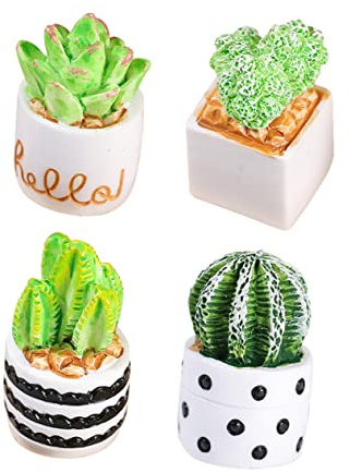 ULTECHNOVO 4Piezas Plantas Artificiales Cactus Maceta Miniatura Decoración de Hogar Bonsái Falso de Cactus Suculentas con Macetas para Interior y Oficina