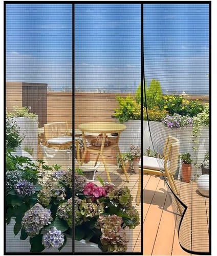 Moustiquaire Porte Fenetre Magnetique pour Porte Coulissante, d'entrée, Battante,Enroulable, Caravane, Balcon, Camping Car,205x275cm noir