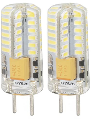RIZGHWOY LED Bulb, GY6.35 Bi-Pin Base, 3W 12V, 6000K Cool White, 48 LEDs, Non-Dimmable, 360 Degree Heat Dissipation for Chandeliers, Ceiling Lights