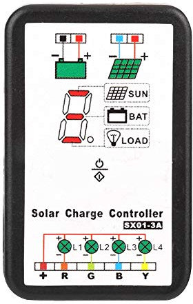 Cocoarm Contrôleur de Charge Solar Pannel 6V 12V PWM Regulseur de Batterie Solaire avec Lithium NIMH Prise en Charge de la Batterie Overdoscharge Protection Automatique Mémoire de Contrôle des